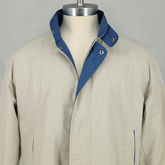 Members Only Jacket Mens Large Beige Full Zip Lightweight Pockets Lined Vintage - Picture 7 of 16